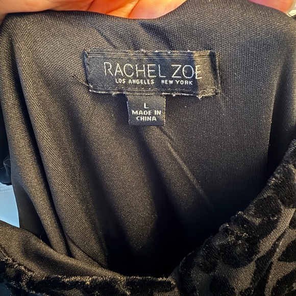 Rachel Zoe Y2K black velvet brocade pull on cocktail midi dress. Size Large - Picture 3 of 7